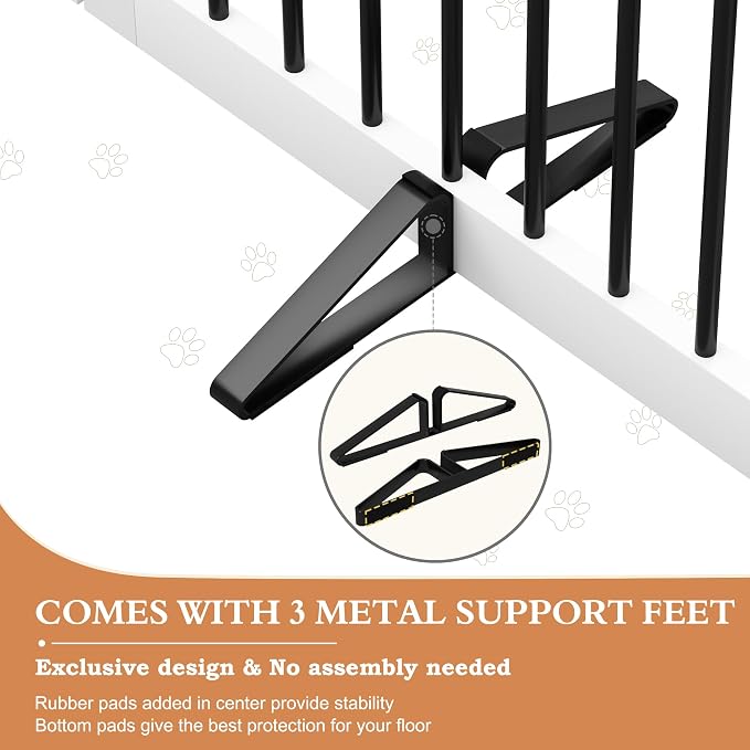 Freestanding Dog Gates with Door Walk Through, 80 inch Wide Gates Indoor - Image 3