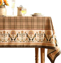 Vintage Brown Checkered Small Rectangle Tablecloth, Italian Floral Linen by bilingaier