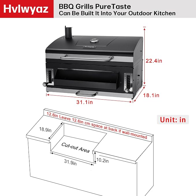 29 In Built-in Barbecue Grill, Charcoal bbq Grills - Image 9