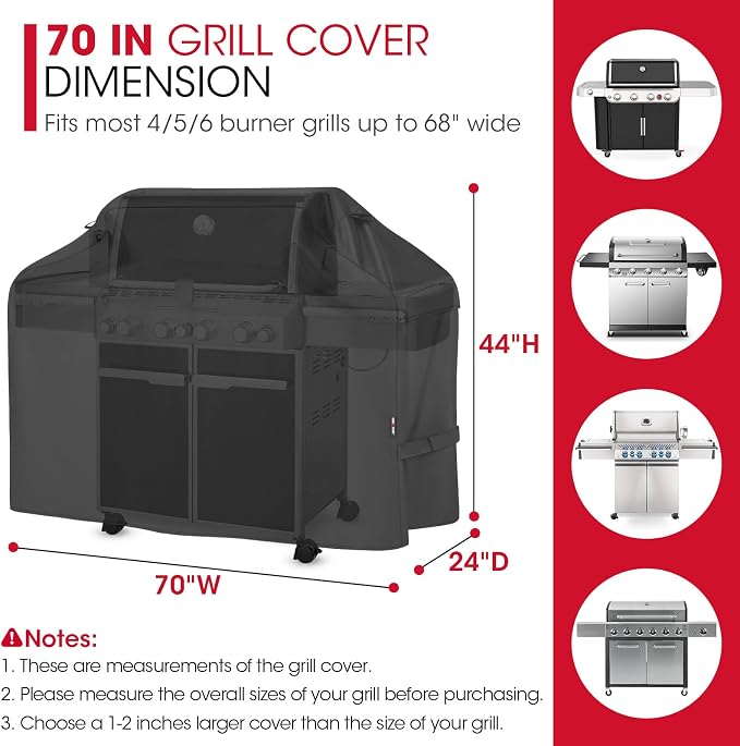 Unicook Grill Cover 70 Inch for Outdoor Grill, Large BBQ Cover - Image 2
