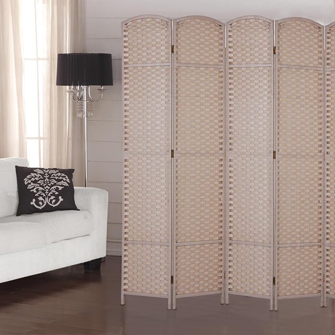 Room Divider 6 Panel Screen 5.6 Ft Tall Partition Room Dividers Beige Privacy - Image 5