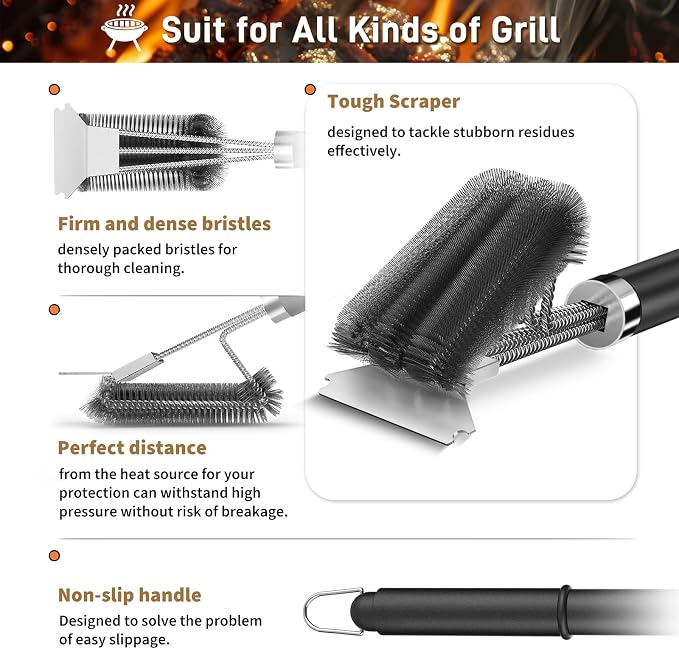 TNTOR Grill Brush with Scraper, Extra Strong Grill Cleaner Accessories - Image 4