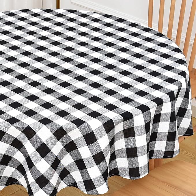 Gingham Round Tablecloth Table Cloth Heavy Duty Cotton Checkered Table Cloth - Image 2