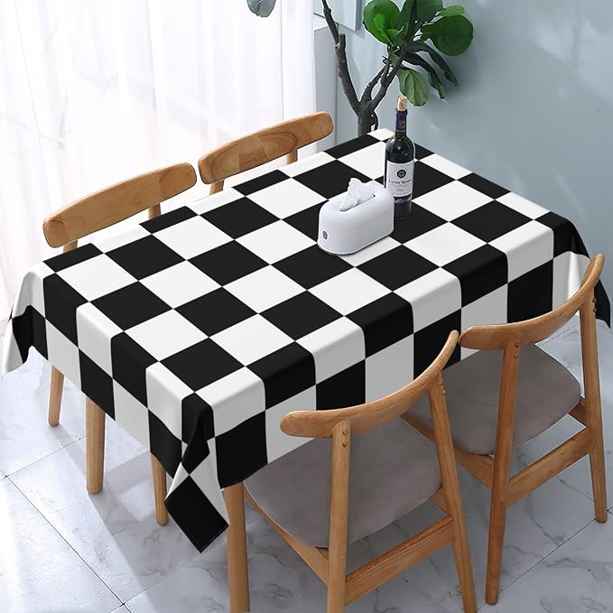 Worltoldb Checkered Polyester Tablecloth, Water Resistant, All-Season - Image 5