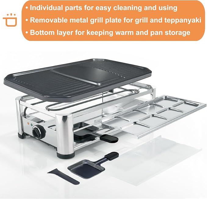 TAMARIT Raclette Cheese Table Grill Portable Electric Indoor Korean BBQ Griddle - Image 4