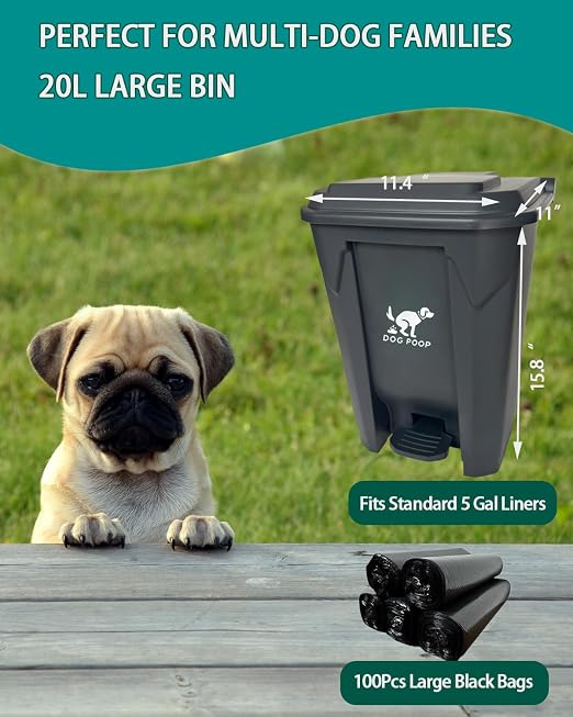 Large Dog Poop Trash Can Outdoor 20L / 5.3 Gallon - Image 2