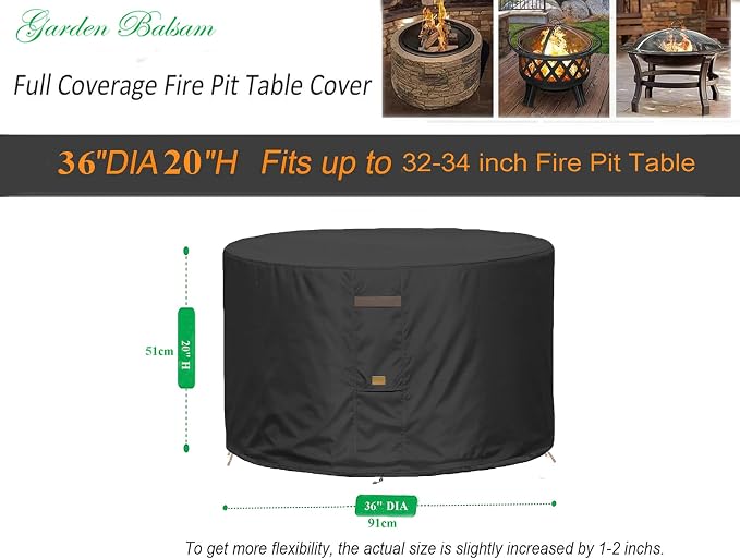 Fire Pit Cover 600D Heavy Duty Waterproof Fabric - Image 2