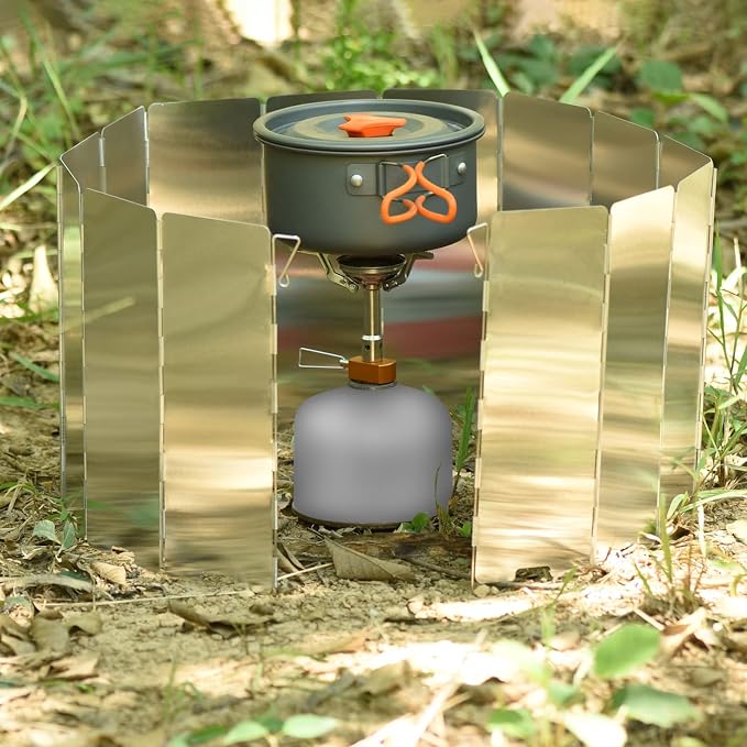 Camping Stove Windscreen 14 Plates Folding Outdoor Stove Windshield Camp Stove - Image 7