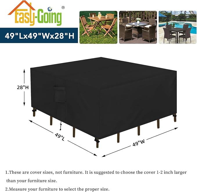 Easy-Going Patio Furniture Set Cover Waterproof Outdoor Square Table Cover - Image 2