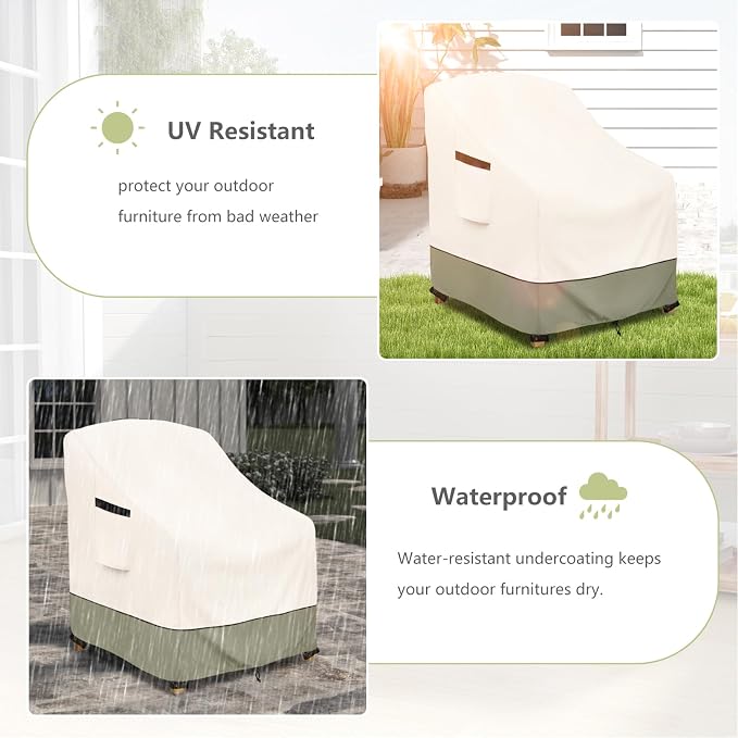 Outdoor Chair Covers 4 Pack 30 W x 34 D x 36 H inches, 600D Heavy Duty - Image 6