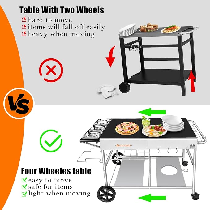 Pizza Oven Table with Topping Station, Outdoor Pizza Oven Cart, Grill Table - Image 5