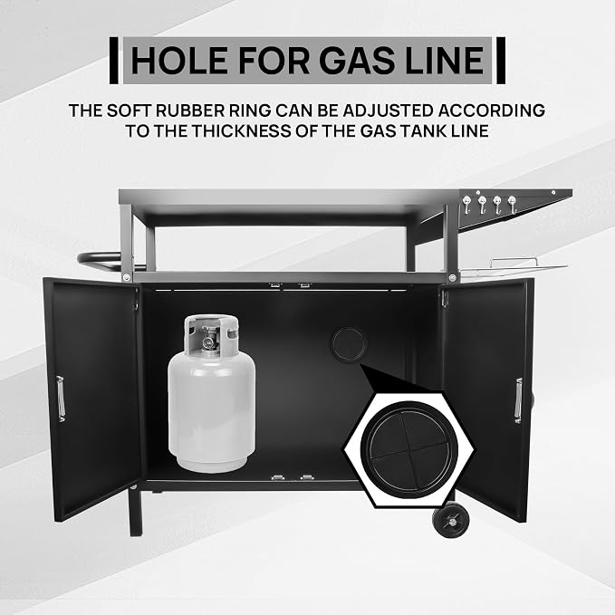 35" H Outdoor Grill Cart- Outdoor BBQ Prep Table, Lockable Wheels & Magnetic - Image 5