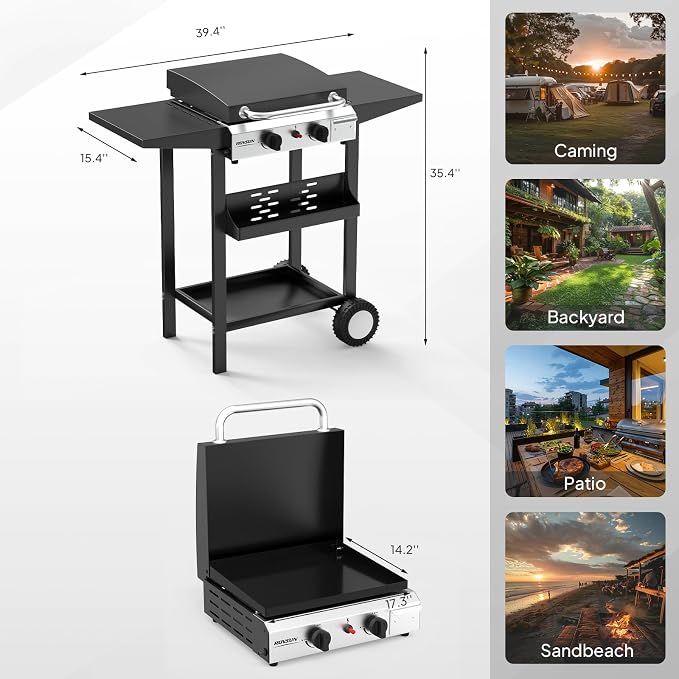 ROVSUN 2 Burner Portable Propane Griddle - Image 6