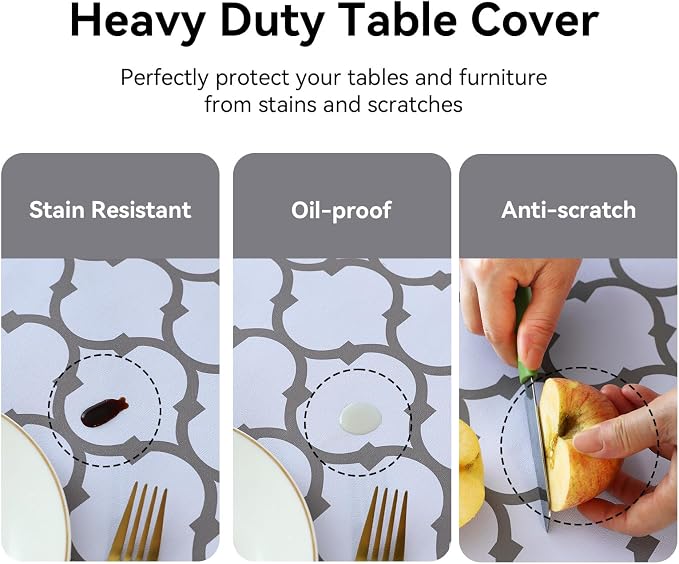 Romanstile Rectangle Plastic Tablecloth, 100% Waterproof Oil-Proof Checkered - Image 4