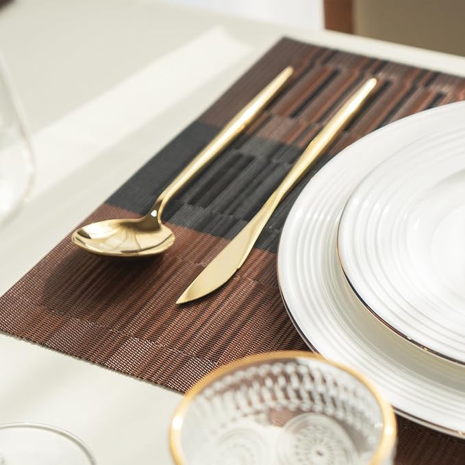 Placemats Set of 6 Vinyl/Plastic Woven Place Mats - Image 7
