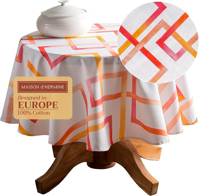 Maison d' Hermine Table Cloth Round Table 100% Cotton 69 Inches Tablecloth by MaisondHermine