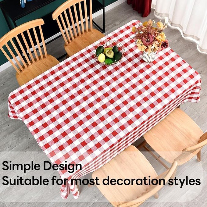Gingham Table Cloth for Rectangle Tables red Checkered Plaid Tablecloth Heavy - Image 6