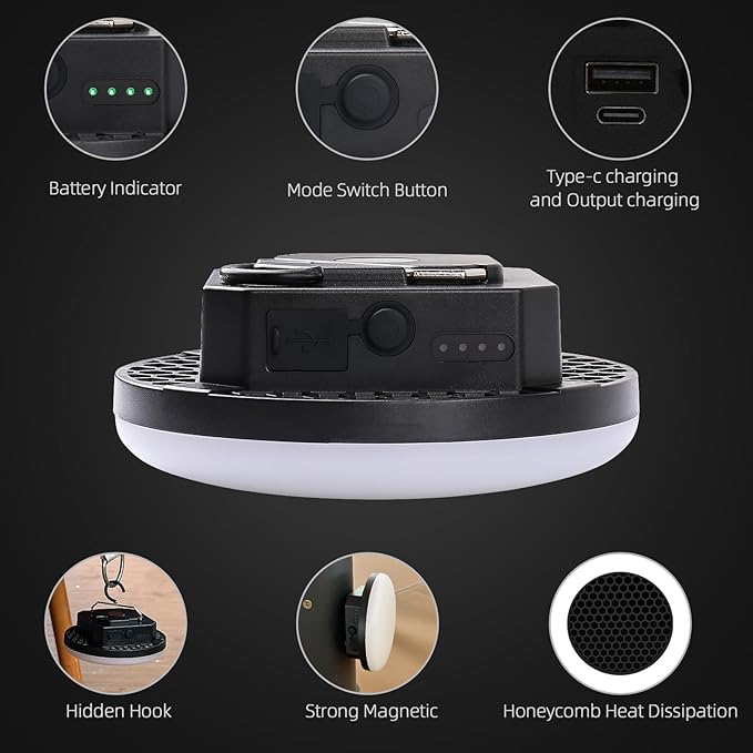 Tent Light Hanging for Camping, Bright LED Rechargeable Portable Lantern for - Image 2