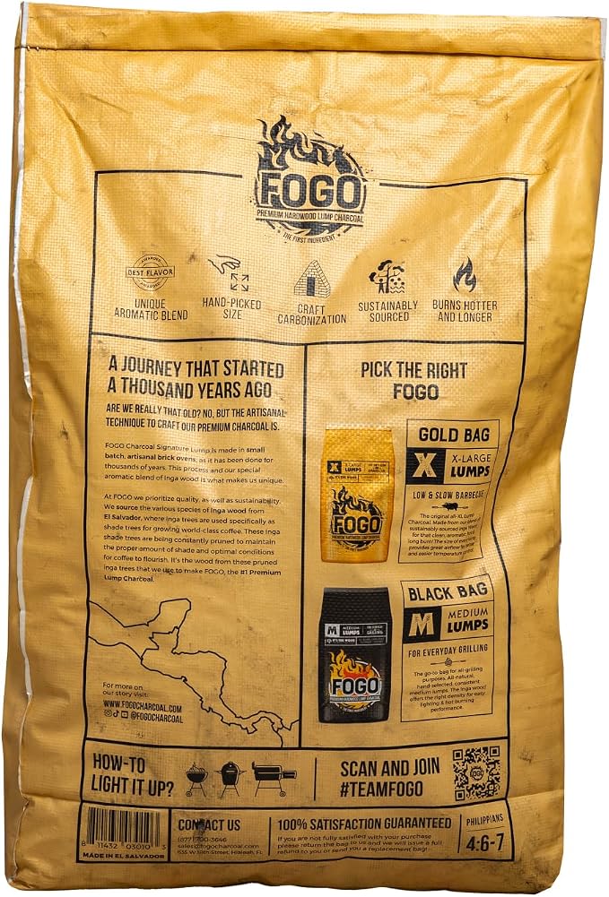 FOGO Premium Lump Charcoal 17.6 Pound Bag, Extra Large Sized Lump Charcoal - Image 4