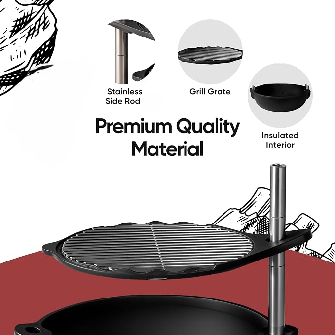 Bola Grill Traveler Portable Charcoal Grill – Small Tabletop BBQ Grill - Image 5