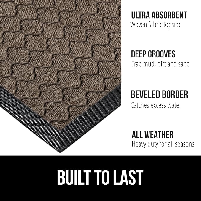 GORILLA GRIP 100% Waterproof All-Season WeatherMax Doormat US Designed Natural - Image 2