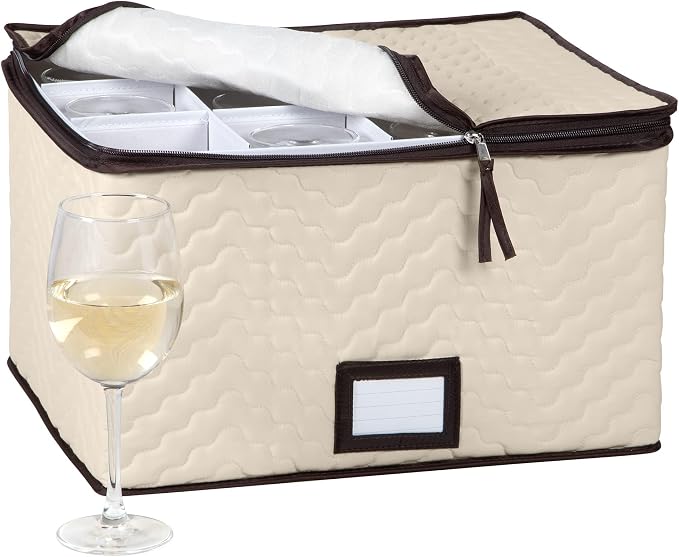 Wine Glass Storage Box with Dividers by HOLDN%E2%80%99STORAGE