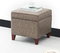 Adeco 17.5" Square Faux Leather Ottoman by Adeco