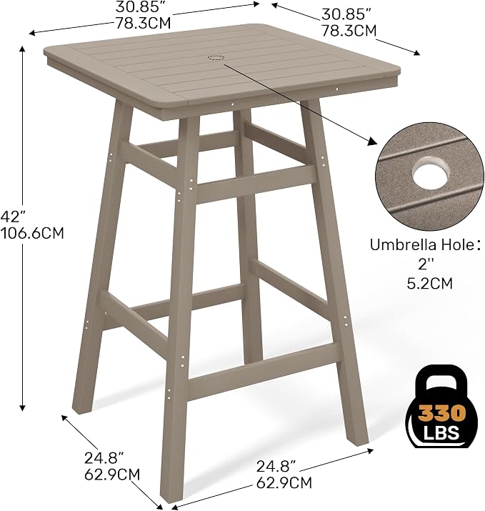 Costaelm Outdoor Bar Table, Patio Bistro Dining Pub Table - Image 3