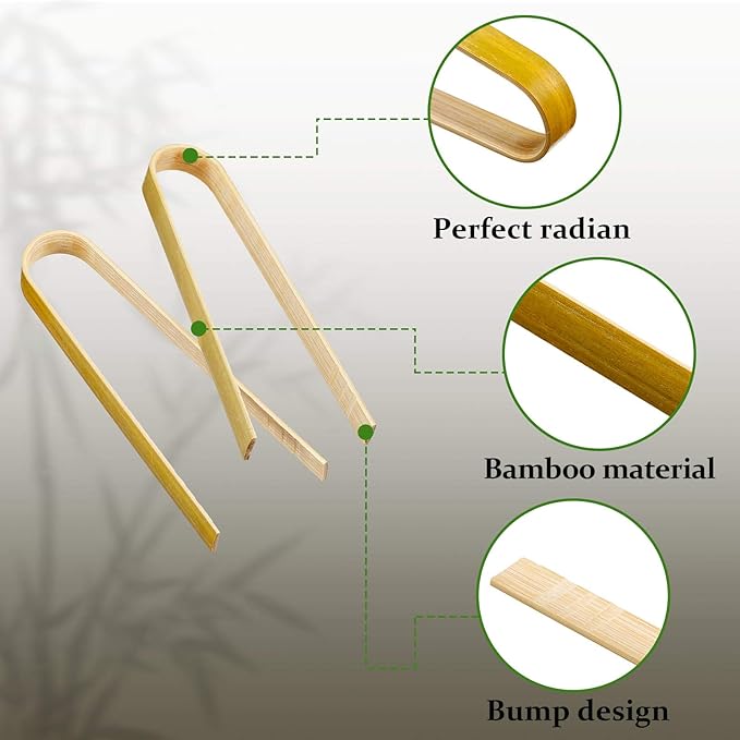 Tongs, 90 Count Disposable Bamboo Brown, 4 Inch Mini Size