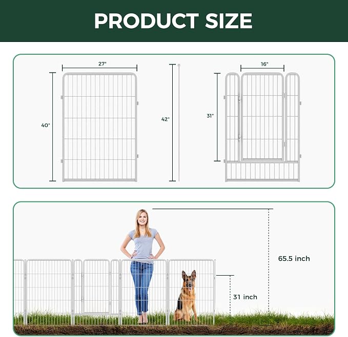 FXW Garden Fence Outdoor for The Yard – 40in x 36.4ft Heavy Duty Metal Animal - Image 4