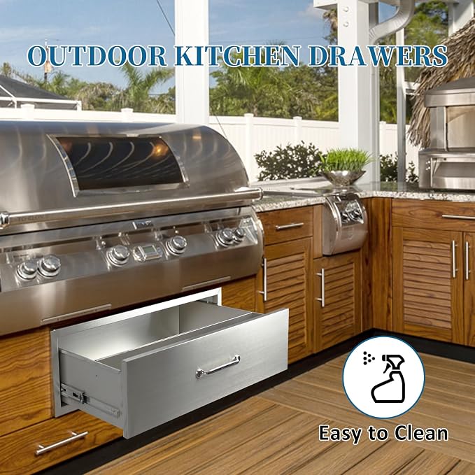 Outdoor Kitchen Drawers 30"Wx10"Hx23"D Flush Mount Access Single Drawer BBQ - Image 5