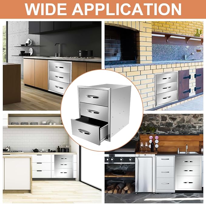 Outdoor Kitchen Drawers, Flush Mount Triple Access BBQ Drawers - Image 6