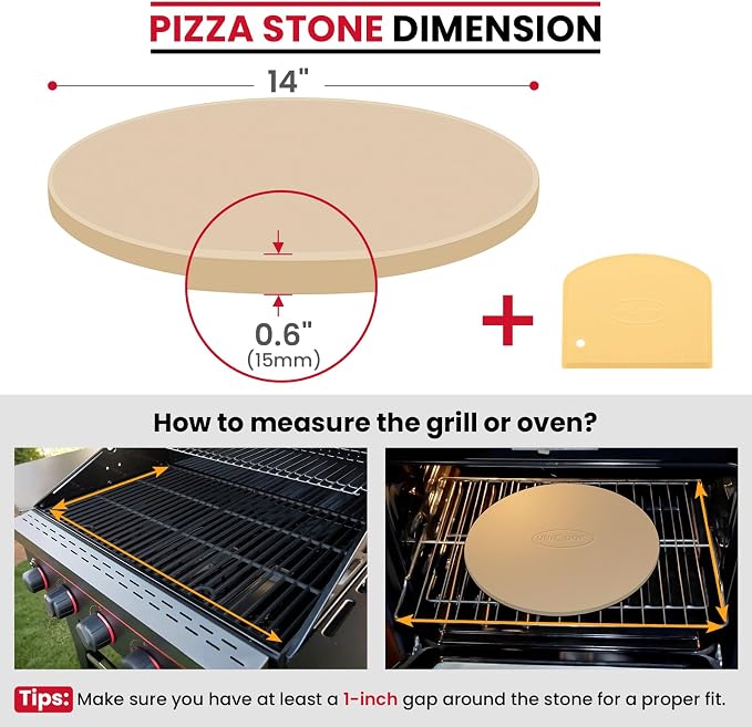 Unicook 14 Inch Round Pizza Stone, Heavy Duty Cordierite Baking Stone - Image 2