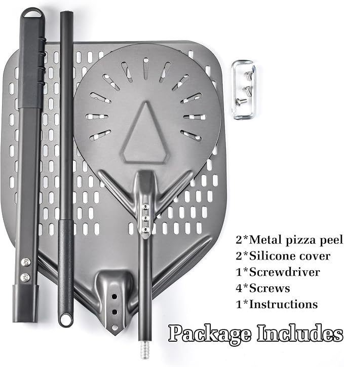 12 Inch + 7 Inch Perforated Pizza Peel Set, Turning Peel - Image 6