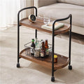 Rolling Cart with Table Top, Double Layer Bar Cart, Small Tea Cart with Wheels by Unknown