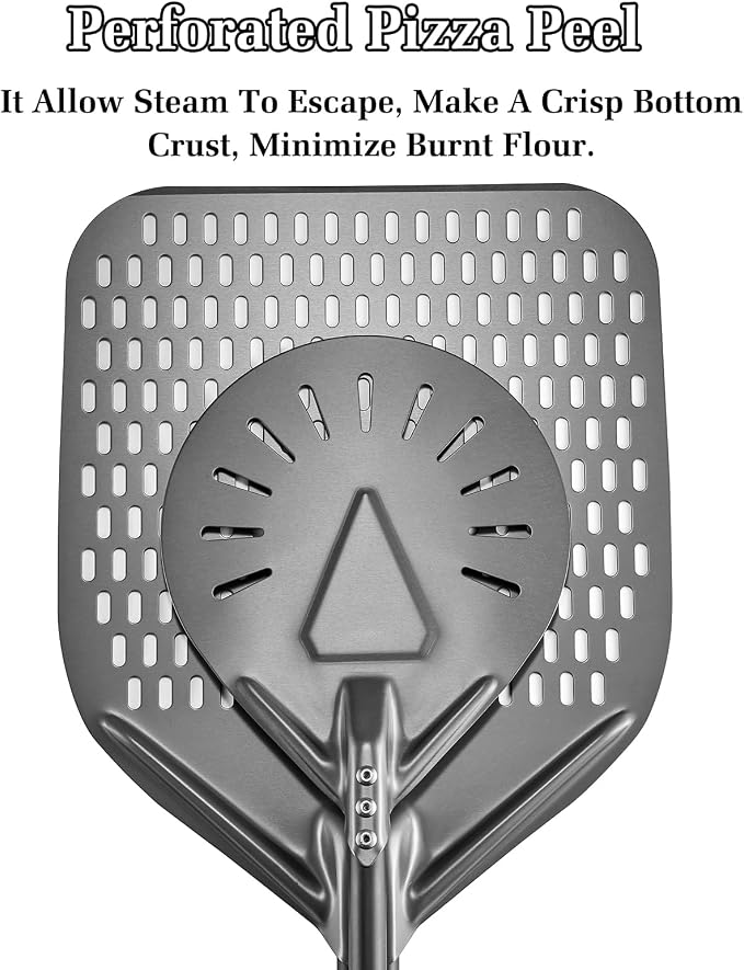 12 Inch + 7 Inch Perforated Pizza Peel Set, Turning Peel - Image 3