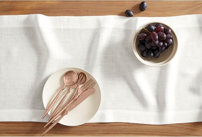 Solino Home Linen White Table Runner 90 Inches Long - Image 3