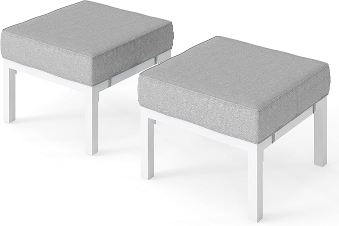 Solaste Outdoor Footstools Patio Ottoman Set of 2, Aluminum All-Weather Outdoor - Image 6