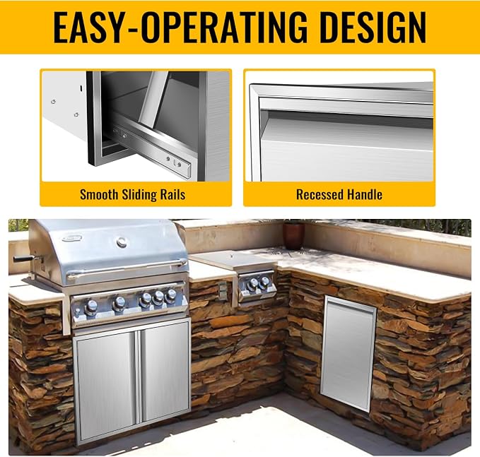 Outdoor Kitchen Drawers, Box Frame Style Flush Mount BBQ Drawer w/Stainless - Image 6