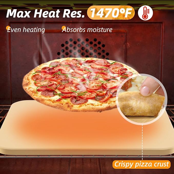 Pizza Stone 5 PCS Set, 15 x 12" Large Rectangle Pizza Stone Set - Image 3