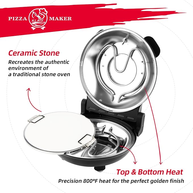 KLAIF 12" Electric Countertop Pizza Oven Indoor - Image 2