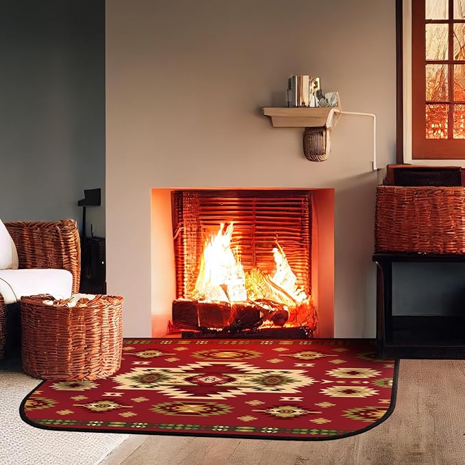 Demissle Cabin Fireplace Hearth Rug Fireplace Mats Cabin Southwestern Fireproof - Image 7