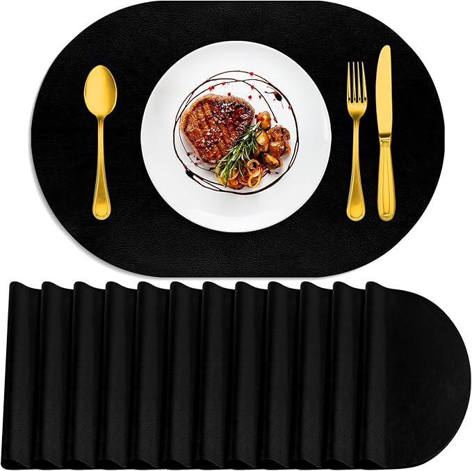 ADRIMER Placemats, Heat Resistant Oval Placemats Set of 12 Washable 12 x 17 Inch by Adrimersdreamistobeanindispensablecompanioninyourlife