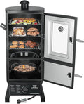 Propane Smoker, Vertical Matte Black Alloy Steel with Adjustable Racks
