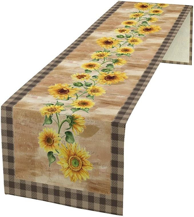 Yellow Sunflower Table Runner, Spring Sunflower Seasonal Country Fall Retro by Unknown