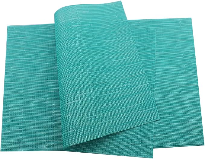 Gugrida Placemats Set of 6 Plaid Checkered Blue PVC Placemat - Image 3