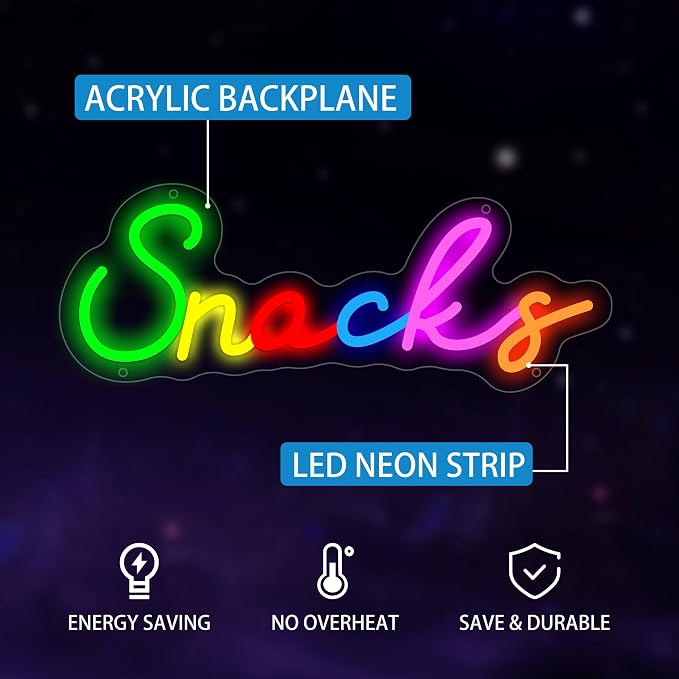 Snacks Neon Sign, Snack Bar Sign - Image 2