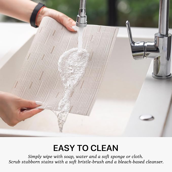 LEXMORE Placemats Set of 6 Vinyl/Plastic Woven Place Mats - Image 4