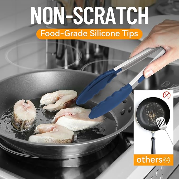 HOTEC Premium Stainless Steel Locking Kitchen Tongs - Image 3