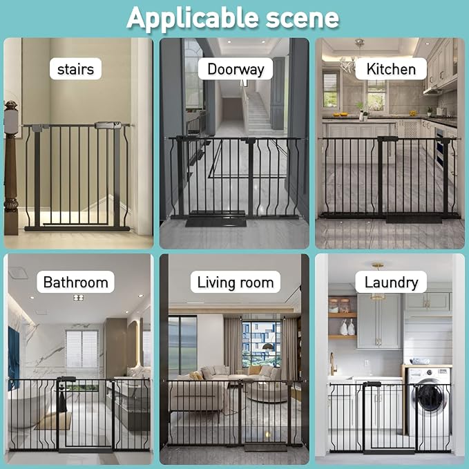 WAOWAO Baby Gate 33.86-38.58" Extra Wide Pressure Mounted Walk Through Swing - Image 5